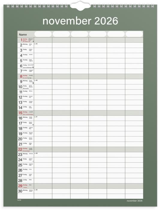Väggkalender Familjens Praktiska 2026-2027