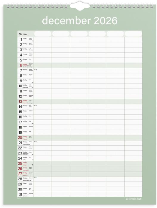 Väggkalender Familjens Praktiska 2026-2027