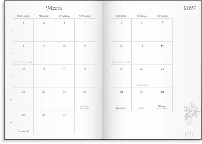 Kalender 2027 Doodle inbunden