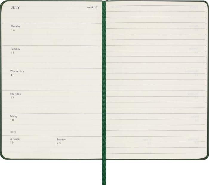 Moleskine Weekly Notebook Myrtle Green hard pocket 2025