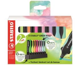Överstrykningspenna Stabilo Green,Boss Deskset 8/fp