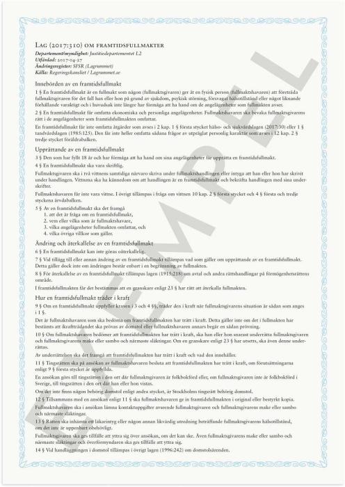Burde Publishing AB Framtidsfullmakt - Kalenderkungen.se