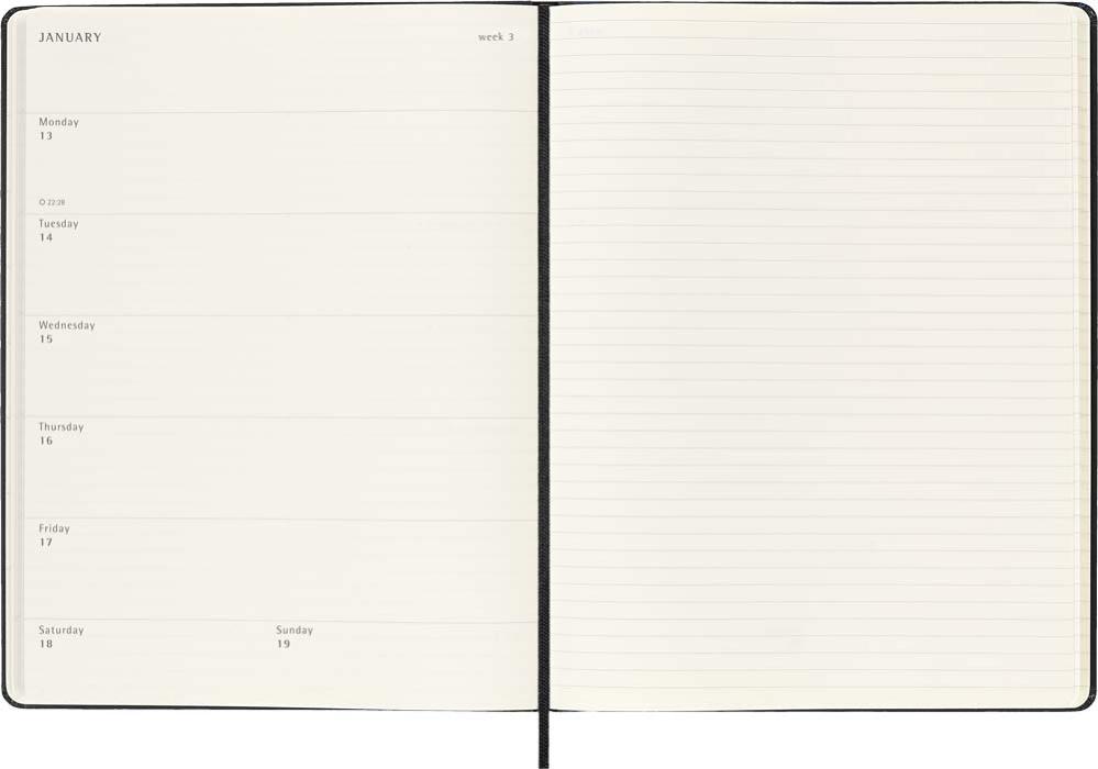 Moleskine weekly notebook black hard xl 2025