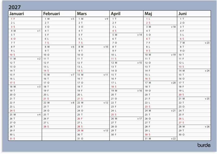 Väggblad A4 2026-2027