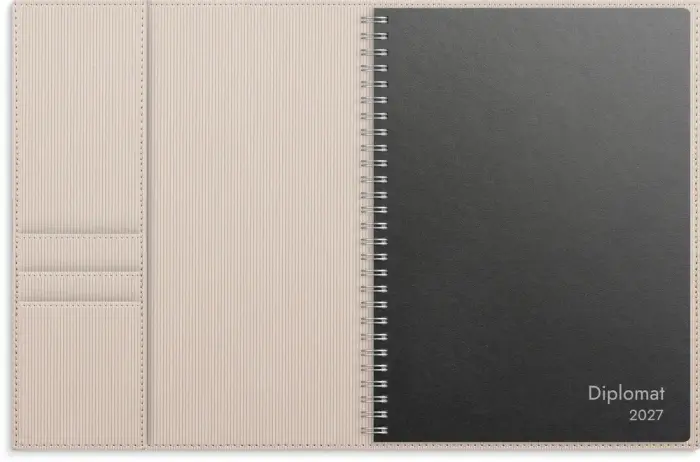 Kalender 2027 Diplomat beige konstläder Tora