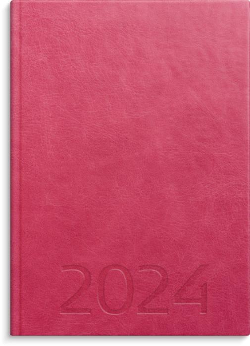 weekly a5 rosa konstläder 2024