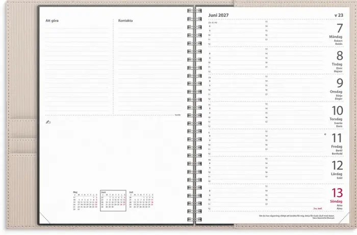 Kalender 2027 Diplomat beige konstläder Tora