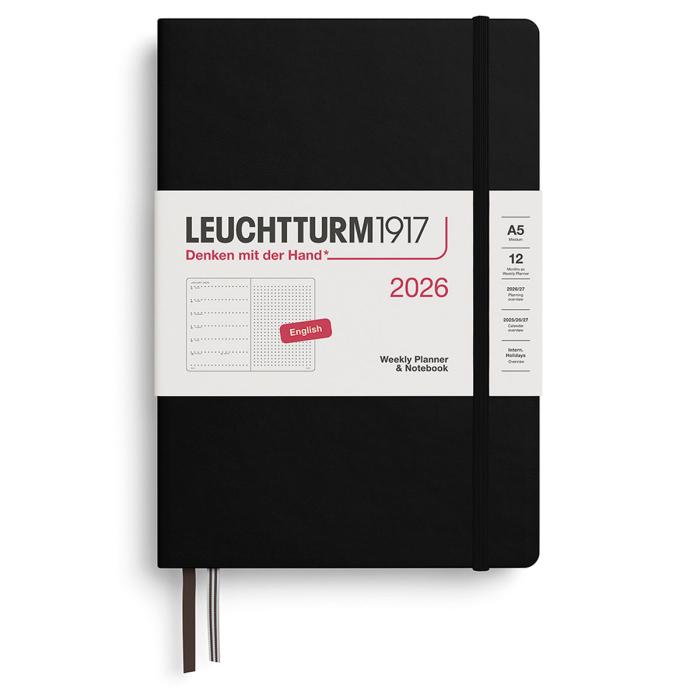 Kalender Leuchtturm1917 A5 Vecka/Uppslag Dotted Hard Black 2026