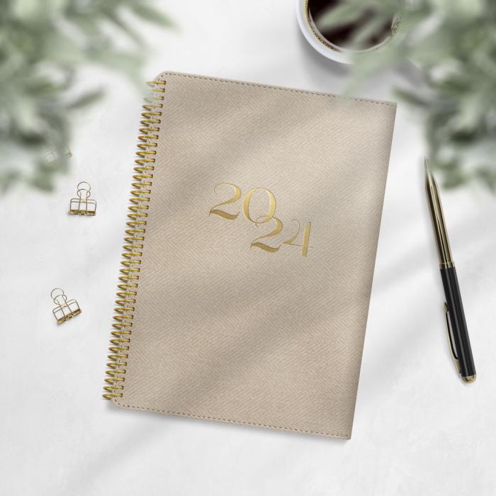 Stor Veckokalender A5 Twist beige 2024