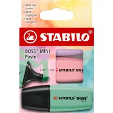 &Ouml;verstrykningspenna Stabilo Boss Mini Pastell 3-pack