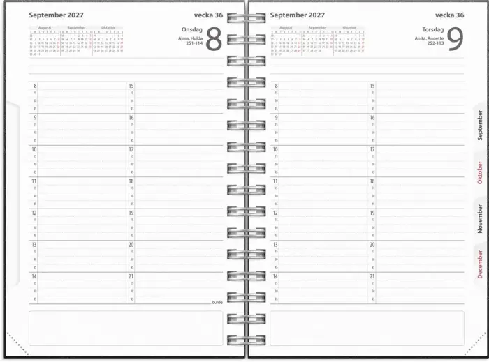 Tidkalender svart kartong 2027