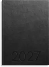 Kalender Weekly A5 svart konstl&auml;der 2027