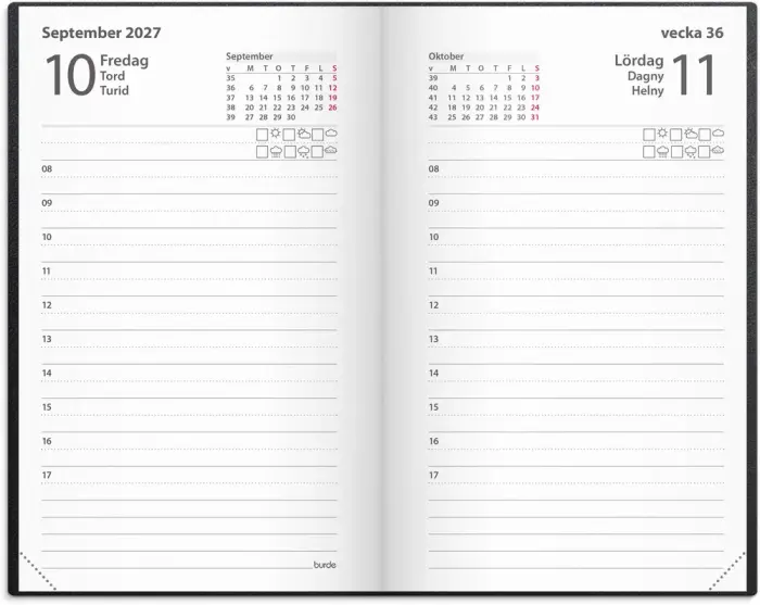 Kalender Lilla Agendan svart konstläder 2027