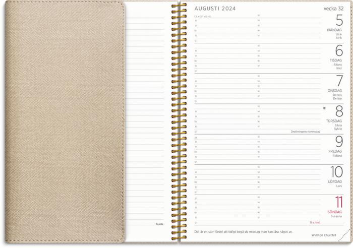 Stor Veckokalender A5 Twist beige 2024