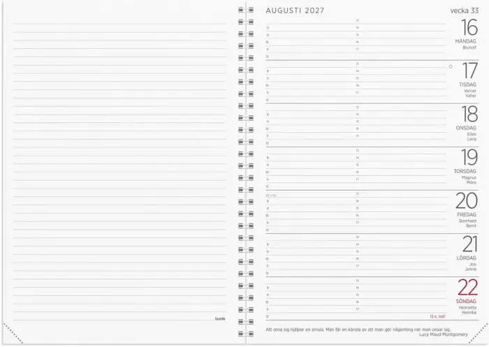 Kalender Stor Veckokalender refill 2027