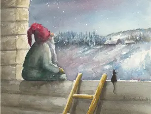 Julkort Cancerfonden 10-pack Tomte spanar/Tomte vid husgavel