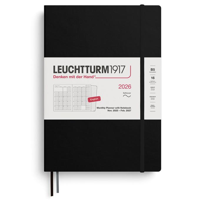 Kalender Leuchtturm1917 B5 Soft Månad/Uppslag 16m Black 2026