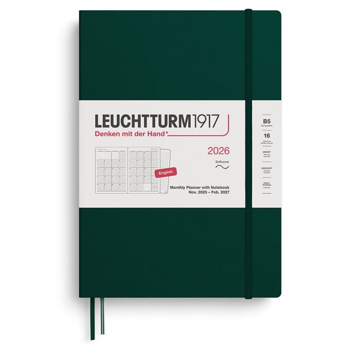 Kalender Leuchtturm1917 B5 Soft Månad/Uppslag 16m Forest Green 2026