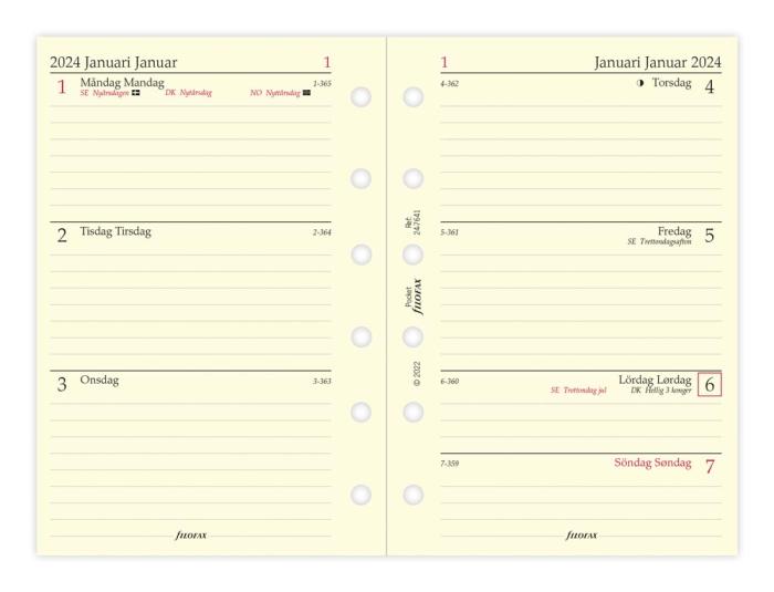 Filofax dagbok Pocket 2024 V/U SWE, DK, NK
