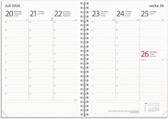 Kalender Study A5 Textile rosa 2025-2026