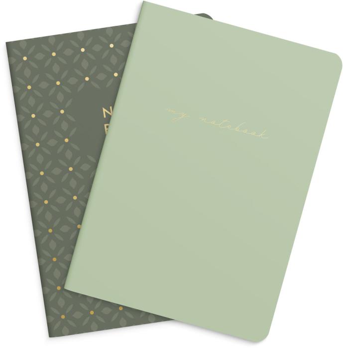 Notebook Green & Pattern 2-pack 