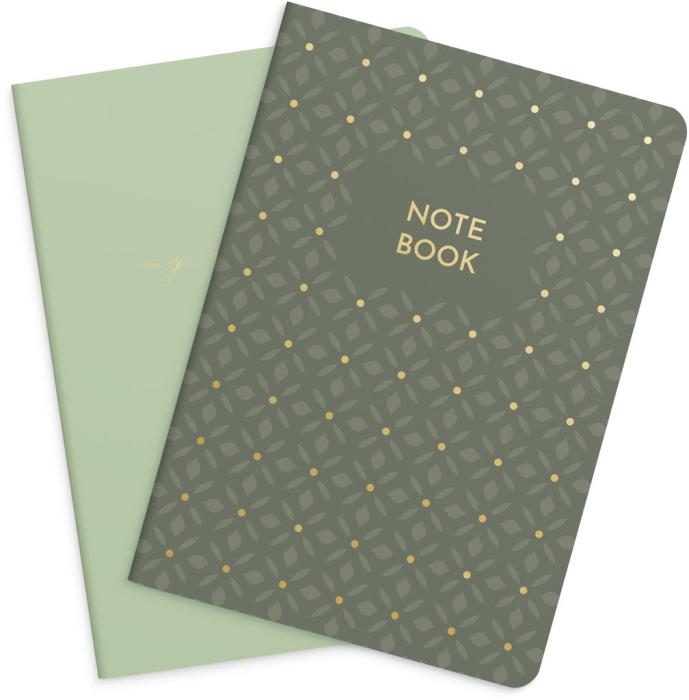 Notebook Green & Pattern 2-pack 