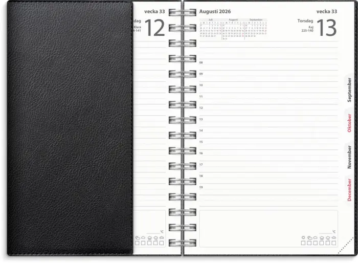 Kalender Dagbok Twist svart 2025-2026