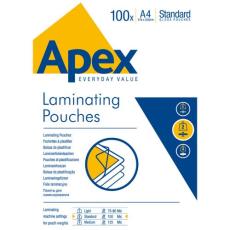 Lamineringsfickor Apex A4 100 x 100 Mikron Blank