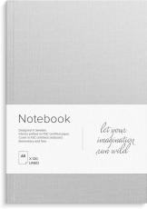 Anteckningsbok A5 linnetextil gr&aring; linj