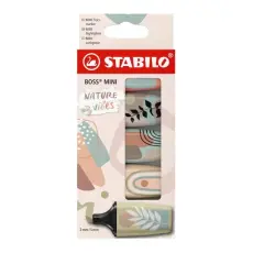 &Ouml;verstrykningspenna Stabilo Boss Mini Naturevibes 5-pack