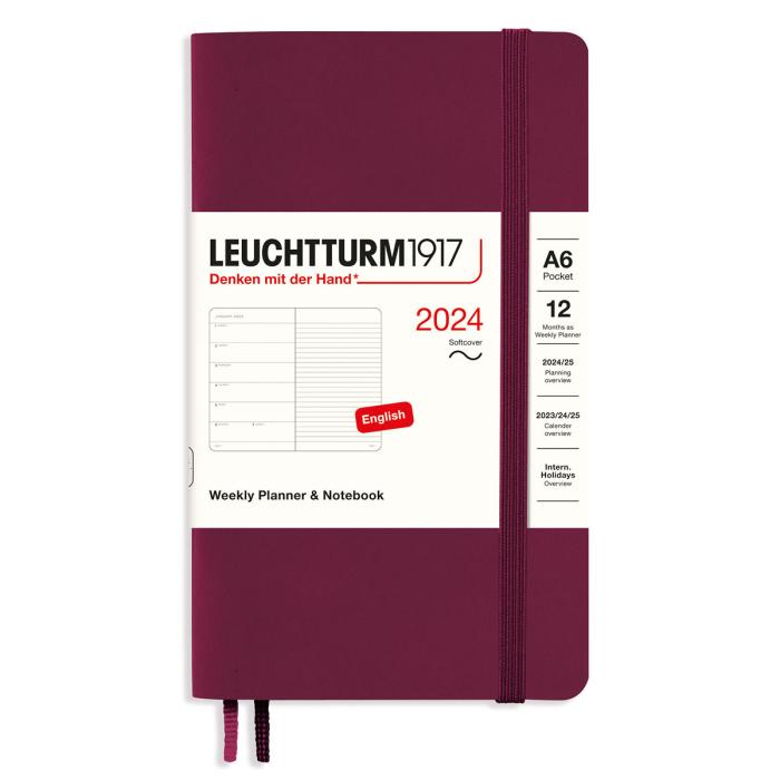 Kalender Leuchtturm1917 vecka/notes Soft A6 Port Red 2024