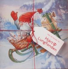 Julkort Hjärt & Lungfonden 10-pack Tomte åker kälke/åker skidor