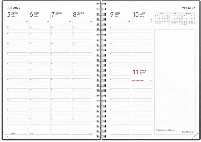 Kalender Business svart konstläder med slejf 2027
