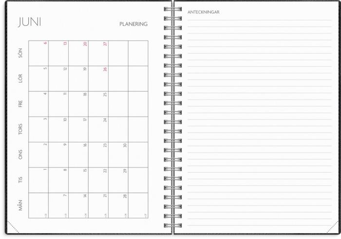 Kalender Study A5 Twist svart 2026-2027