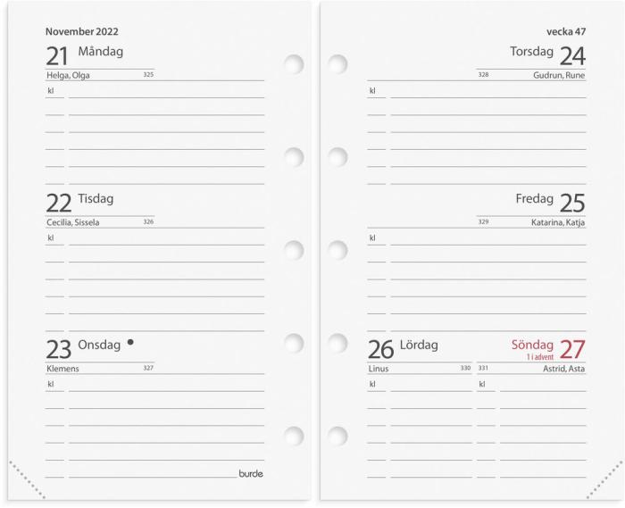 Mini Systemkalender beige konstläder Tora 2022