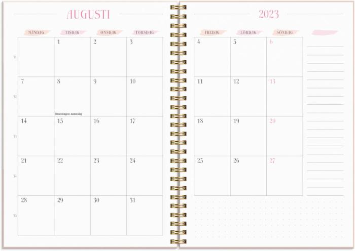 Life Planner Pink Horisontell 2023-2024
