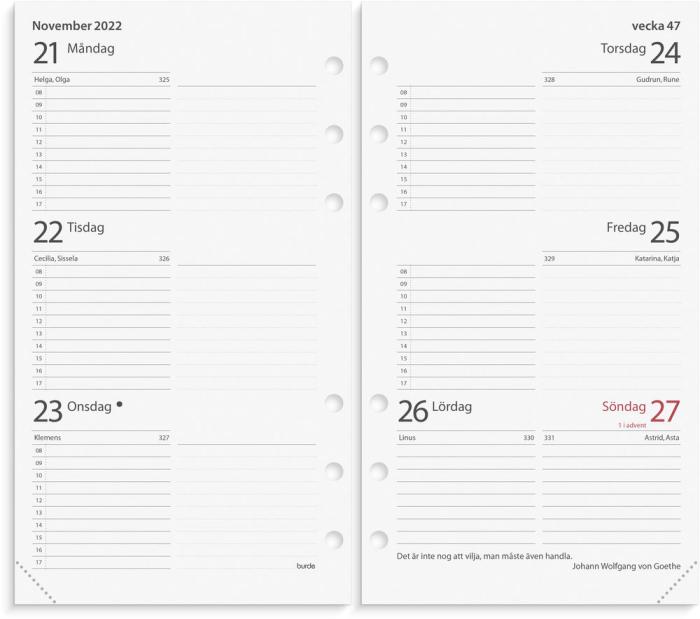 Systemkalender Regent beige konstläder Tora 2022