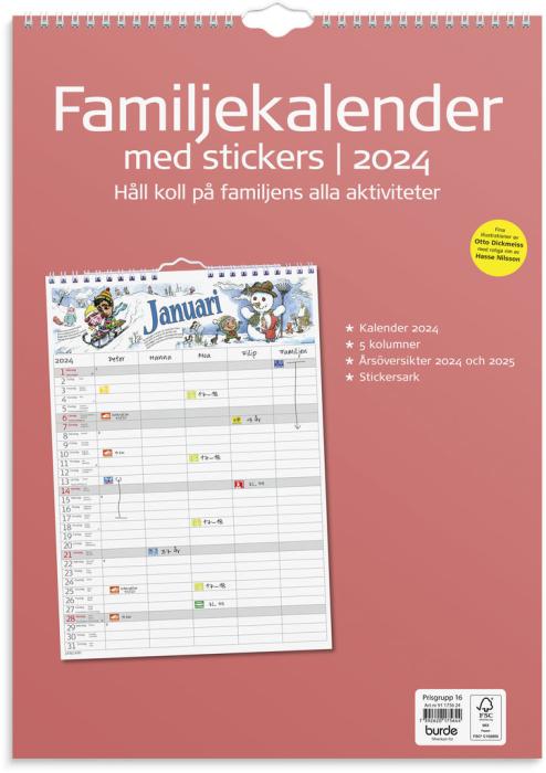 Familjekalender med stickers 2024