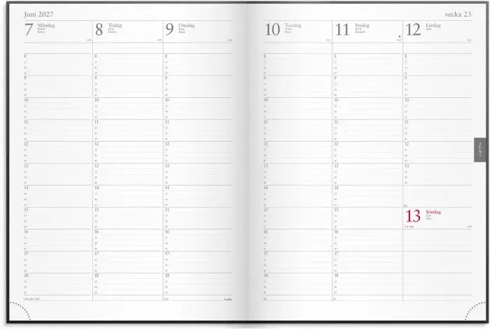 Veckojournal kalenderrefill 2027
