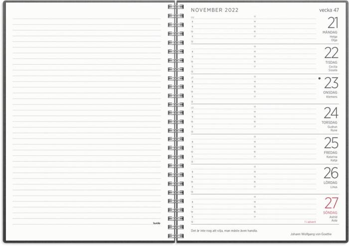 Stor Veckokalender svart miljökartong 2022