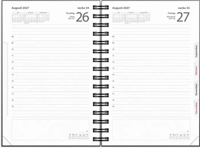 Kalender Dagbok svart plast 2027