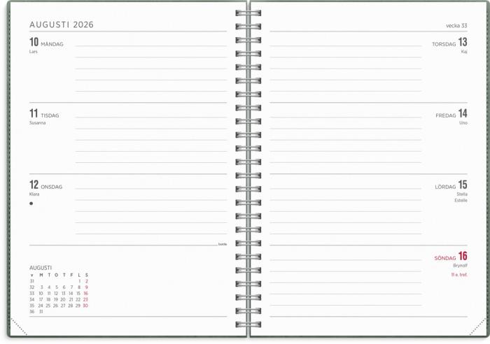 Kalender Senator A5 Twist grön 2026-2027 