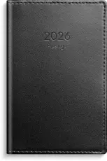 Fickkalender Prestige svart skinn 2026