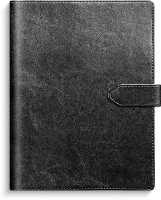 Veckojournal svart konstläder 2026