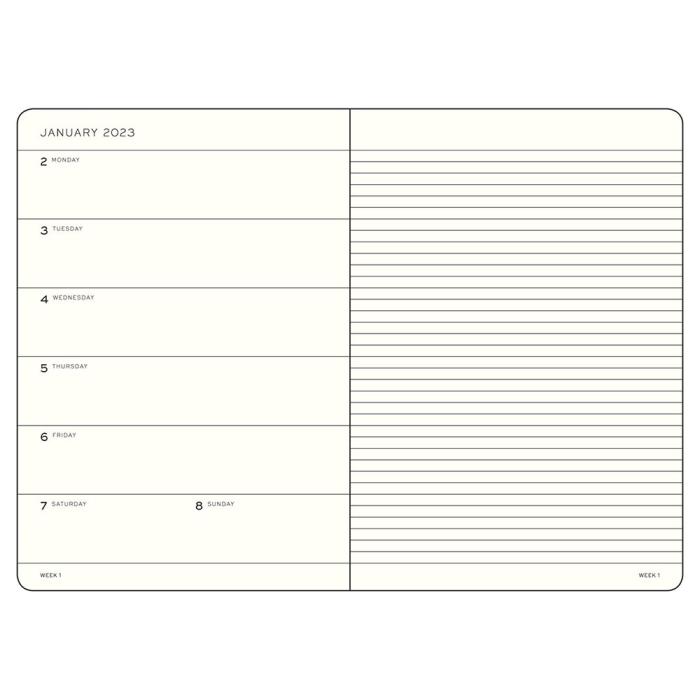 Kalender 2022-23 Leuchtturm1917 A5 vecka/notesuppslag Stone blue