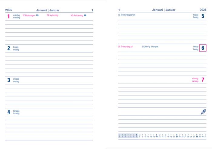 Kalender Memo A5 Röd 2025 