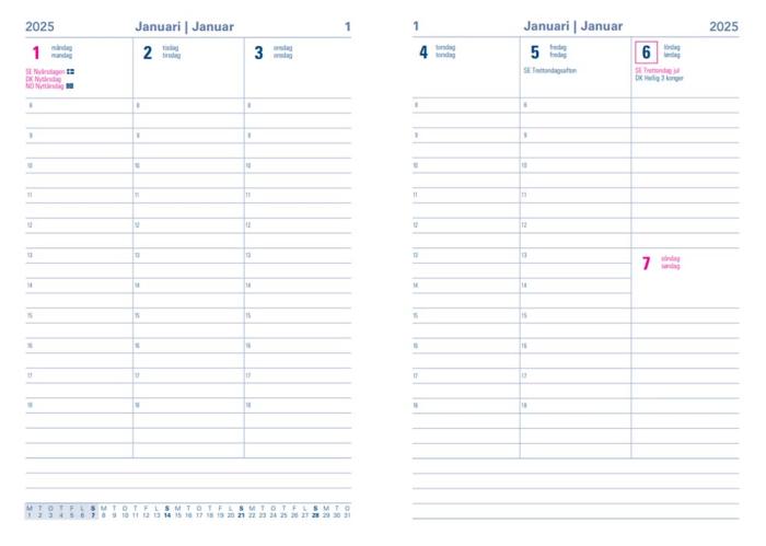 Kalender Executive A5 Vertical Svart 2025