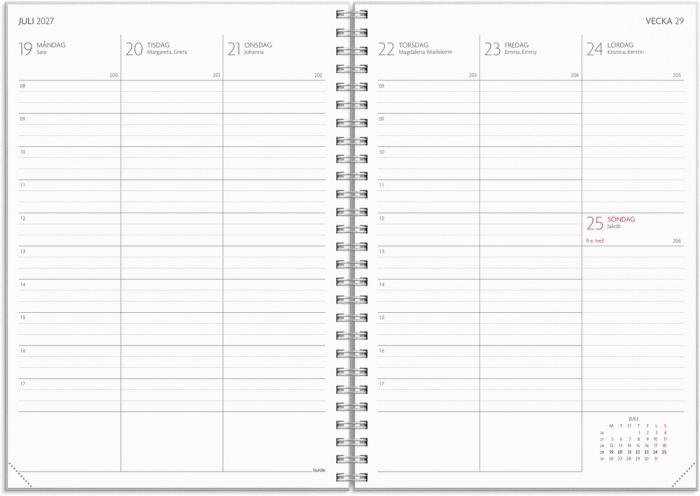 Kalender Study A5 Textile ljusgrå 2026-2027