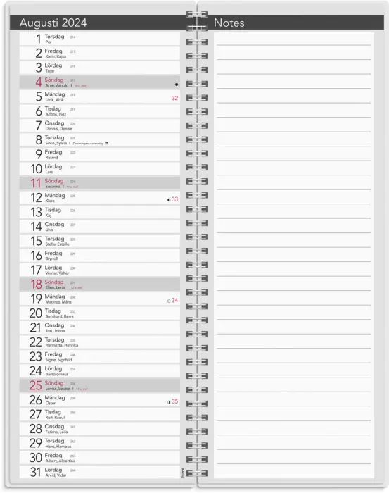 Bordskalender 2024 elegant med spiral