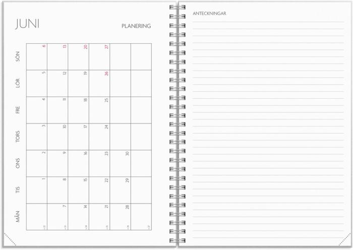 Kalender Study A5 Textile ljusgrå 2026-2027
